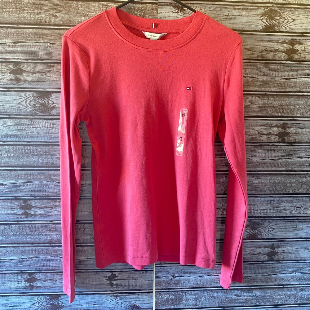 Tommy Hilfiger Women's Long-Sleeved Top‎ Size M Pink Logo NWT